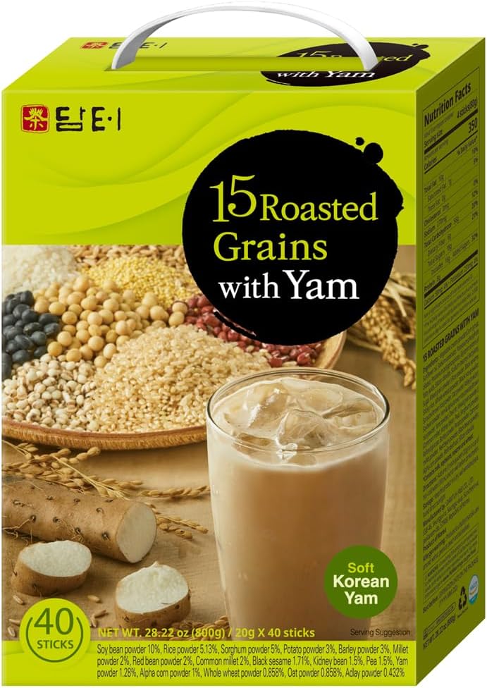 Damtuh Korean 15 Multi Mixed Roast Grain Powder Meal Replacement Shake – Healthy Breakfast Drink, Nutritious Grain Misugaru, 20g x 40 Sticks - Image 1